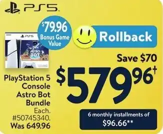 Walmart PlayStation 5 Console Astro Bot Bundle offer