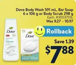 Walmart Dove Body Wash, Bar Soap or Body Scrub offer