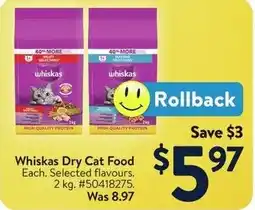 Walmart Whiskas Dry Cat Food offer