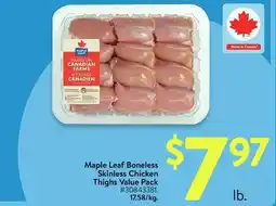 Walmart Maple Leaf Boneless Skinless Chicken Thighs Value Pack offer