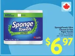 Walmart SpongeTowels Ultra Choose-A-Size Paper Towels offer