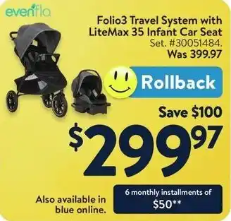 Walmart Folio3 Travel System with LiteMax 35 Infant Car Seat offer