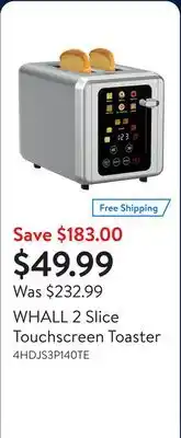 Walmart WHALL 2 Slice Touchscreen Toaster offer