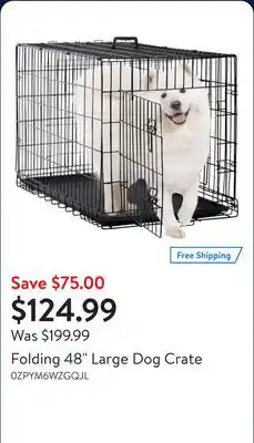 Walmart Folding 48 Large Dog Crate offer