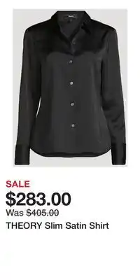 Holt Renfrew THEORY Slim Satin Shirt offer