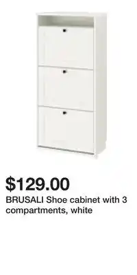 IKEA BRUSALI Shoe cabinet with 3 compartments, white offer