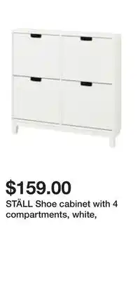 IKEA STÄLL Shoe cabinet with 4 compartments, white offer