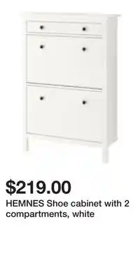 IKEA HEMNES Shoe cabinet with 2 compartments, white offer