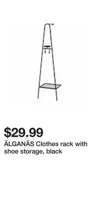 IKEA ÄLGANÄS Clothes rack with shoe storage, black offer