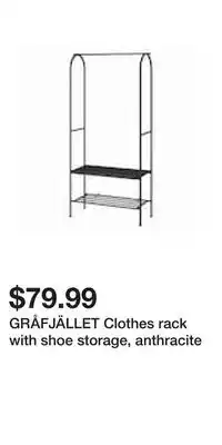 IKEA GRÅFJÄLLET Clothes rack with shoe storage, anthracite offer