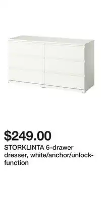 IKEA STORKLINTA 6-drawer dresser, white/anchor/unlock-function offer