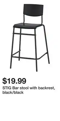 IKEA STIG Bar stool with backrest, black/black offer