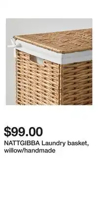 IKEA NATTGIBBA Laundry basket, willow/handmade offer