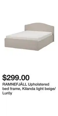 IKEA RAMNEFJÄLL Upholstered bed frame, Kilanda light beige/Luröy offer