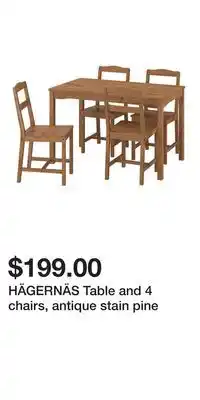 IKEA HÄGERNÄS Table and 4 chairs, antique stain pine offer