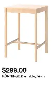 IKEA RÖNNINGE Bar table, birch offer