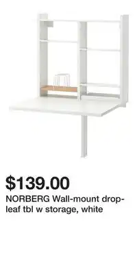 IKEA NORBERG Wall-mount drop-leaf tbl w storage, white offer