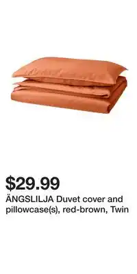 IKEA ÄNGSLILJA Duvet cover and pillowcase(s), red-brown, Twin offer