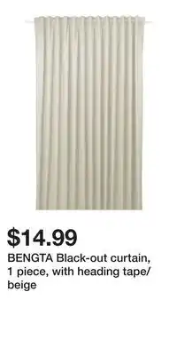 IKEA BENGTA Black-out curtain, 1 piece, with heading tape/beige offer