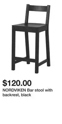 IKEA NORDVIKEN Bar stool with backrest, black offer