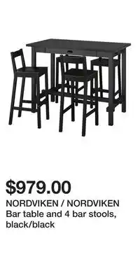 IKEA NORDVIKEN / NORDVIKEN Bar table and 4 bar stools, black/black offer