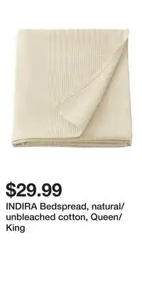 IKEA INDIRA Bedspread, natural/unbleached cotton, Queen/King offer