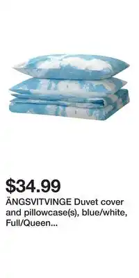 IKEA ÄNGSVITVINGE Duvet cover and pillowcase(s), blue/white, Full/Queen (Double/Queen) offer