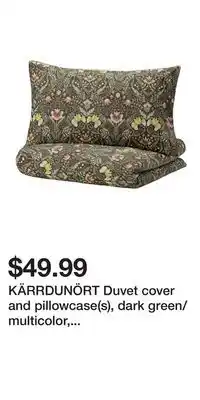 IKEA KÄRRDUNÖRT Duvet cover and pillowcase(s), dark green/multicolor, Full/Queen (Double/Queen) offer