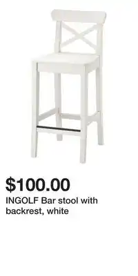 IKEA INGOLF Bar stool with backrest, white offer