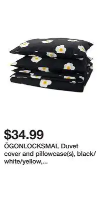 IKEA ÖGONLOCKSMAL Duvet cover and pillowcase(s), black/white/yellow, Full/Queen (Double/Queen) offer