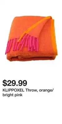 IKEA KLIPPOXEL Throw, orange/bright pink offer