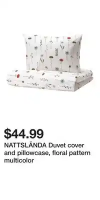 IKEA NATTSLÄNDA Duvet cover and pillowcase, floral pattern multicolor offer