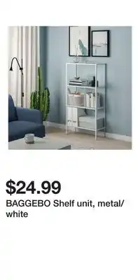 IKEA BAGGEBO Shelf unit, metal/white offer