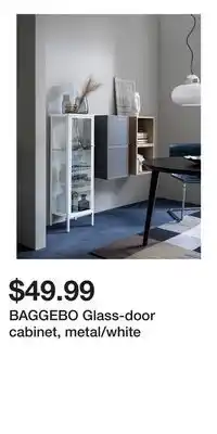 IKEA BAGGEBO Glass-door cabinet, metal/white offer