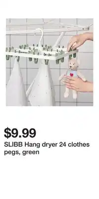 IKEA SLIBB Hang dryer 24 clothes pegs, green offer