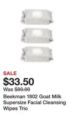 TSC Stores Beekman 1802 Goat Milk Supersize Facial Cleansing Wipes Trio offer