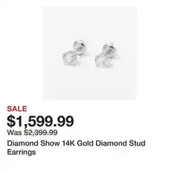 TSC Stores Diamond Show 14K Gold Diamond Stud Earrings offer