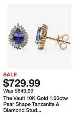 TSC Stores The Vault 10K Gold 1.60ctw Pear Shape Tanzanite & Diamond Stud Earrings offer