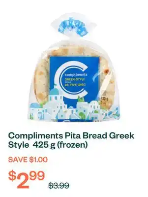 Voilà Compliments Pita Bread Greek Style 425 g (frozen) offer