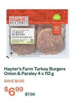 Voilà Hayter's Farm Turkey Burgers Onion & Parsley 4 x 112 g offer