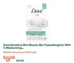 Voilà Dove Sensitive Skin Beauty Bar Hypoallergenic With ¼ Moisturizing Cream 106 g 6ct offer