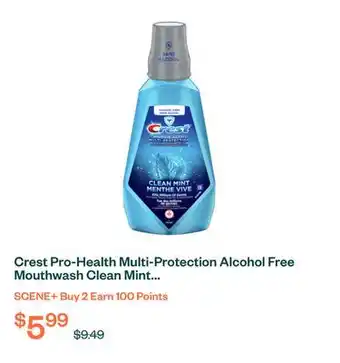 Voilà Crest Pro-Health Multi-Protection Alcohol Free Mouthwash Clean Mint 1 L offer