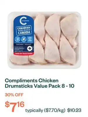 Voilà Compliments Chicken Drumsticks Value Pack 8 - 10 Pieces offer