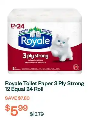 Voilà Royale Toilet Paper 3 Ply Strong 12 Equal 24 Roll offer