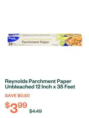 Voilà Reynolds Parchment Paper Unbleached 12 Inch x 35 Feet offer