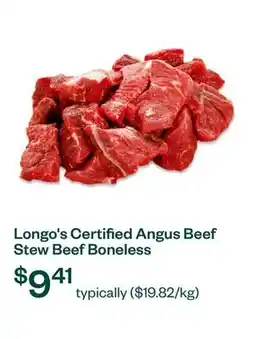 Voilà Longo's Certified Angus Beef Stew Beef Boneless offer