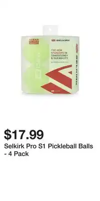 Sport Chek Selkirk Pro S1 Pickleball Balls - 4 Pack offer