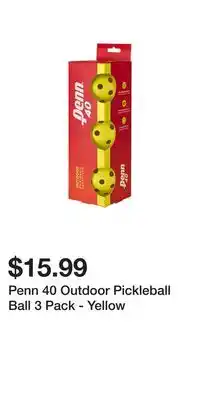 Sport Chek Penn 40 Outdoor Pickleball Ball 3 Pack - Yellow offer