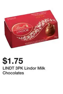 Dollarama LINDT 3PK Lindor Milk Chocolates offer