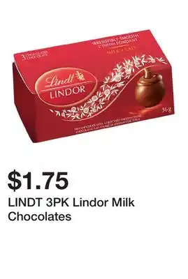 Dollarama LINDT 3PK Lindor Milk Chocolates offer